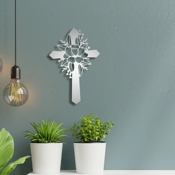 Metal_Wall_Art_for_Home_Decoration__|_Flower_Cross__|_Silver