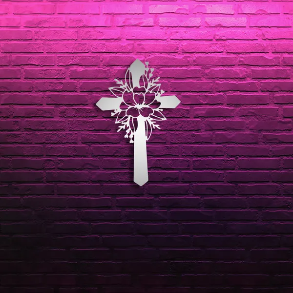 Metal_Wall_Art_for_Home_Decoration__|_Flower_Cross__|_Silver