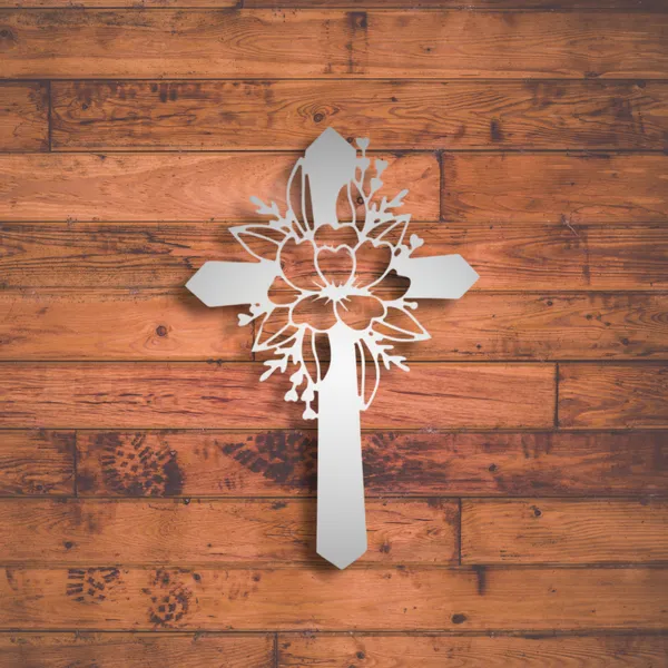 Metal_Wall_Art_for_Home_Decoration__|_Flower_Cross__|_Silver