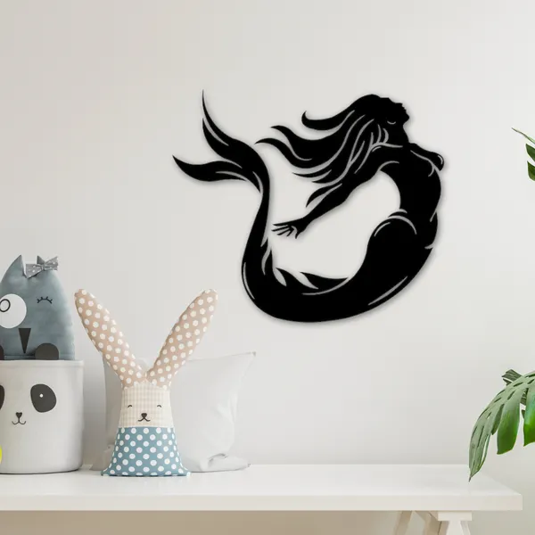 Wooden_Wall_Art_for_Home_Decoration__|Mermaid_|_Black