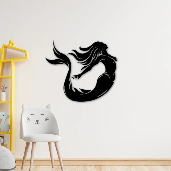 Wooden_Wall_Art_for_Home_Decoration__|Mermaid_|_Black