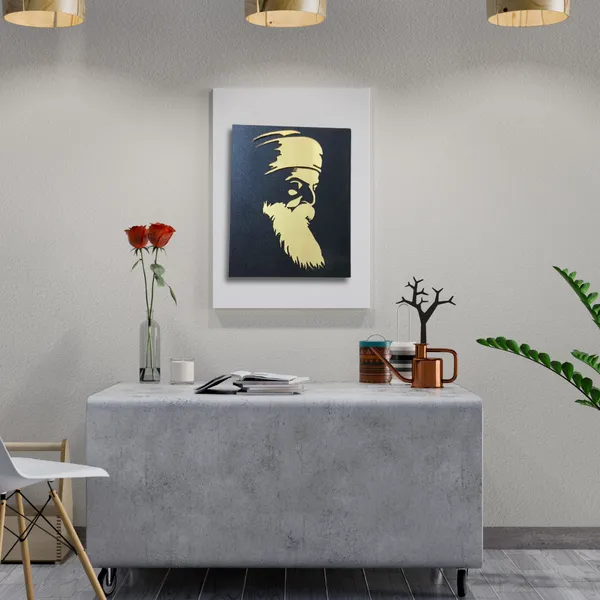 Wood_Wall_Art_for_Home_Decoration__|_Guru_Nanak_Dev_Ji_|Black_&_Silver