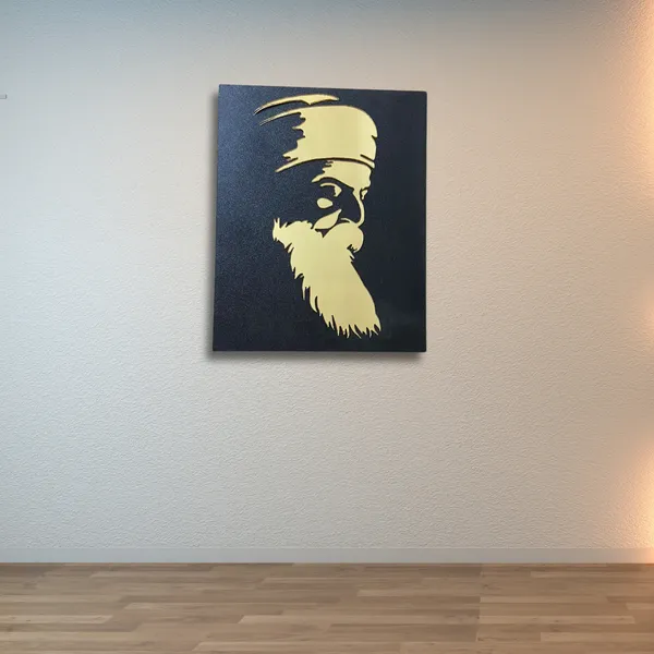 Wood_Wall_Art_for_Home_Decoration__|_Guru_Nanak_Dev_Ji_|Black_&_Silver