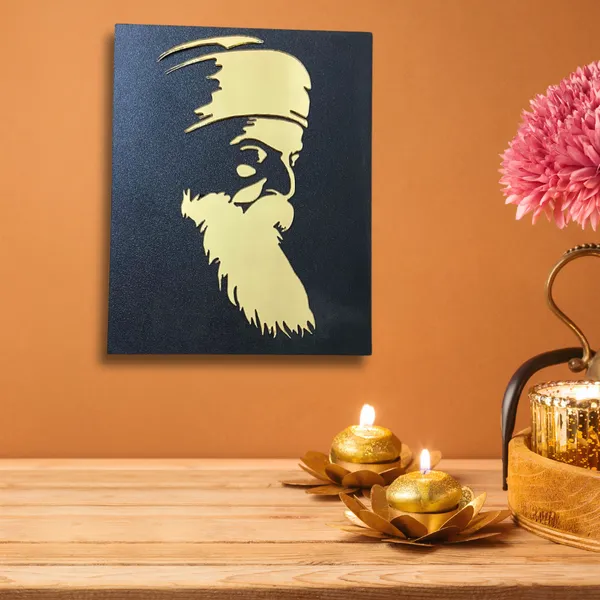 Wood_Wall_Art_for_Home_Decoration__|_Guru_Nanak_Dev_Ji_|Black_&_Silver