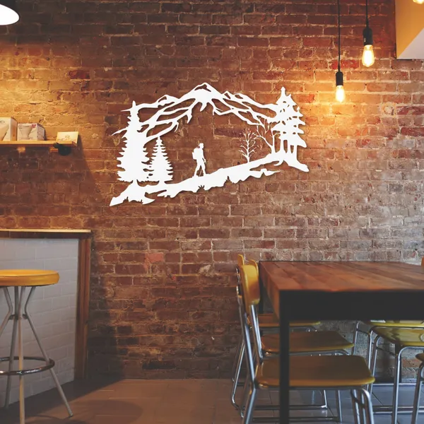 Metal_Wall_Art_for_Home_Decoration__|_Mountain_Backpacker__|_White