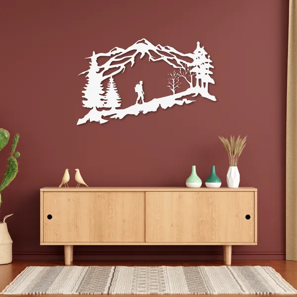 Metal_Wall_Art_for_Home_Decoration__|_Mountain_Backpacker__|_White
