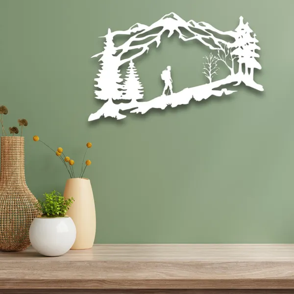 Metal_Wall_Art_for_Home_Decoration__|_Mountain_Backpacker__|_White