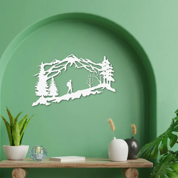 Metal_Wall_Art_for_Home_Decoration__|_Mountain_Backpacker__|_White
