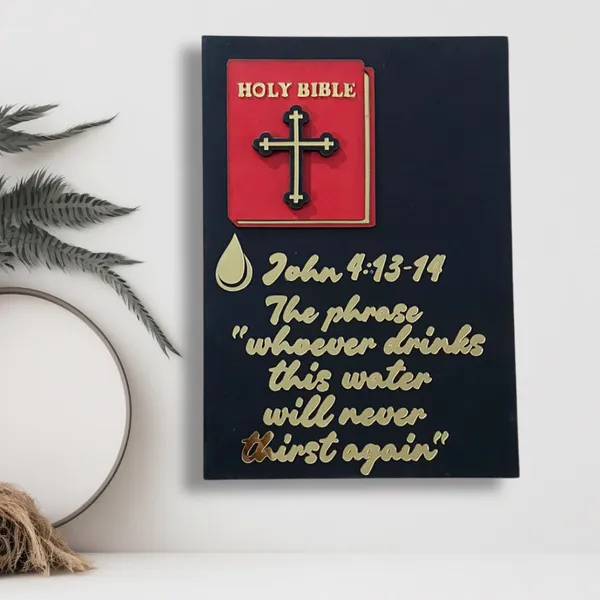 Wood_Wall_Art_for_Home_Decoration__|"Whoever_Drinks_This_Water"_Bible_Verse__|Black_&_Gold