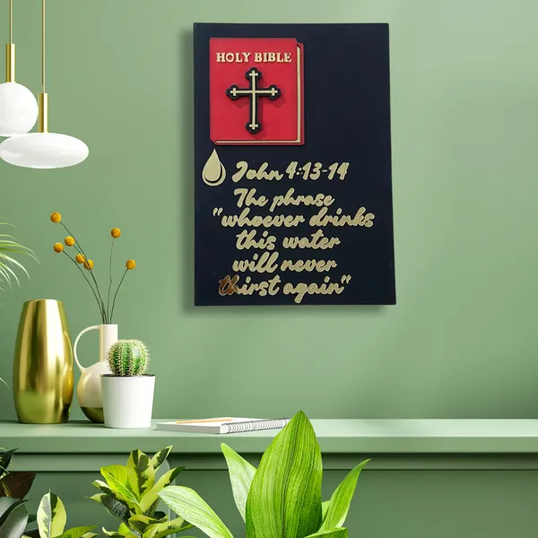 Wood_Wall_Art_for_Home_Decoration__|"Whoever_Drinks_This_Water"_Bible_Verse__|Black_&_Gold