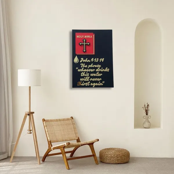 Wood_Wall_Art_for_Home_Decoration__|"Whoever_Drinks_This_Water"_Bible_Verse__|Black_&_Gold