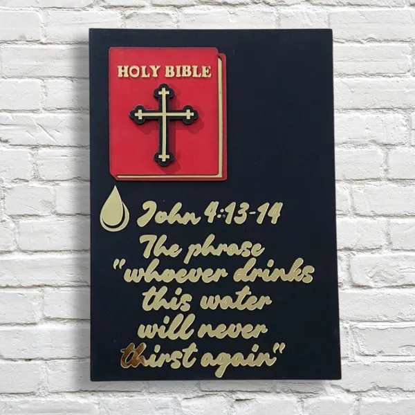 Wood_Wall_Art_for_Home_Decoration__|"Whoever_Drinks_This_Water"_Bible_Verse__|Black_&_Gold