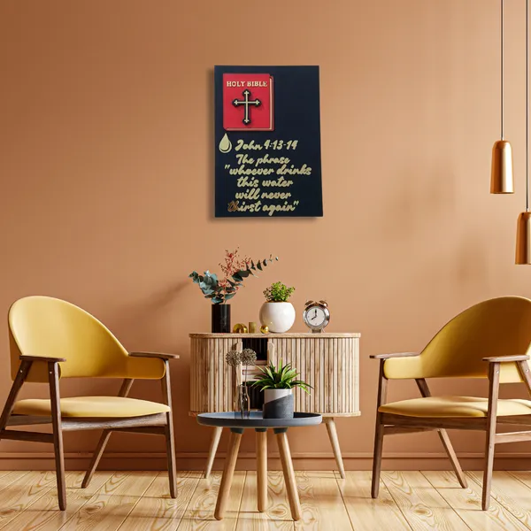 Wood_Wall_Art_for_Home_Decoration__|"Whoever_Drinks_This_Water"_Bible_Verse__|Black_&_Gold