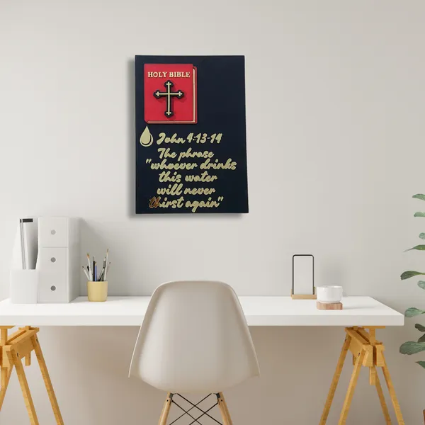 Wood_Wall_Art_for_Home_Decoration__|"Whoever_Drinks_This_Water"_Bible_Verse__|Black_&_Gold