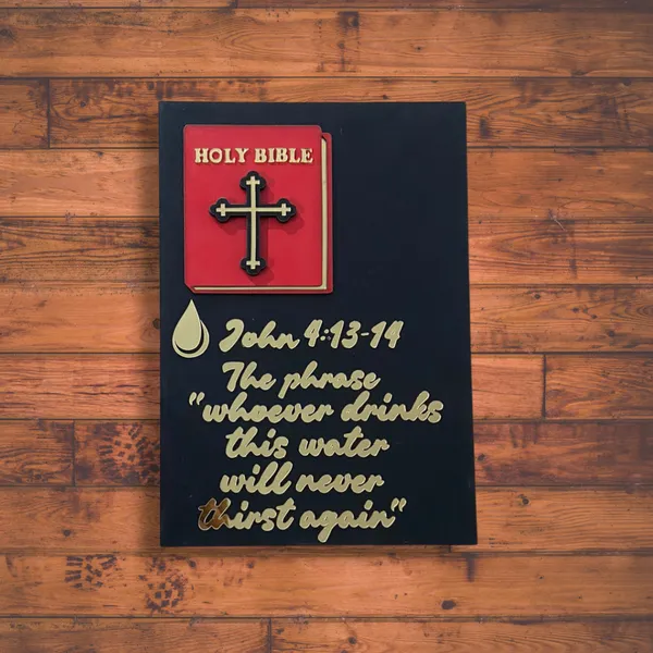 Wood_Wall_Art_for_Home_Decoration__|"Whoever_Drinks_This_Water"_Bible_Verse__|Black_&_Gold