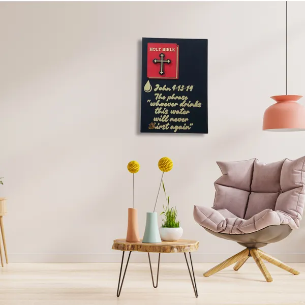 Wood_Wall_Art_for_Home_Decoration__|"Whoever_Drinks_This_Water"_Bible_Verse__|Black_&_Gold