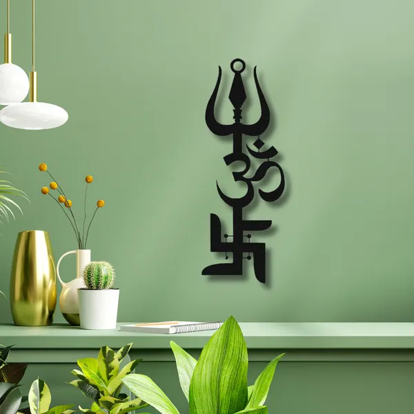 Wooden_Wall_Art_for_Home_Decoration__|Trident,_OM,_and_Swastik|_Black