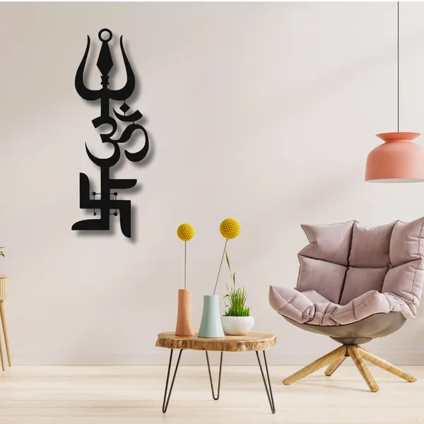 Wooden_Wall_Art_for_Home_Decoration__|Trident,_OM,_and_Swastik|_Black