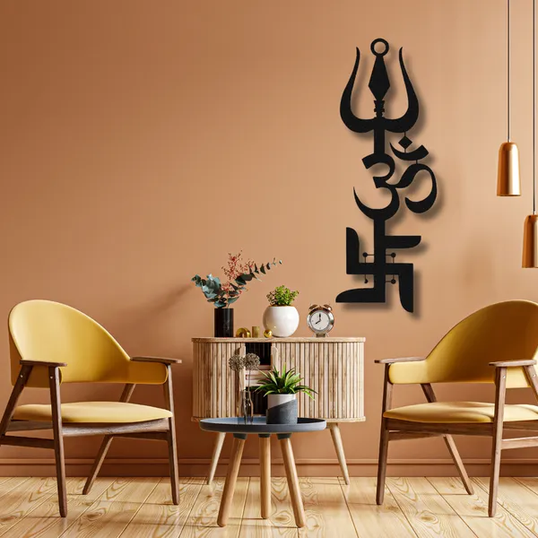 Wooden_Wall_Art_for_Home_Decoration__|Trident,_OM,_and_Swastik|_Black