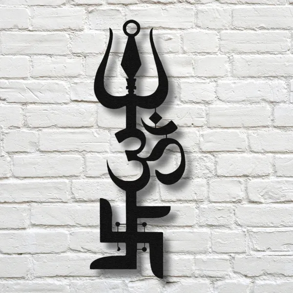 Wooden_Wall_Art_for_Home_Decoration__|Trident,_OM,_and_Swastik|_Black