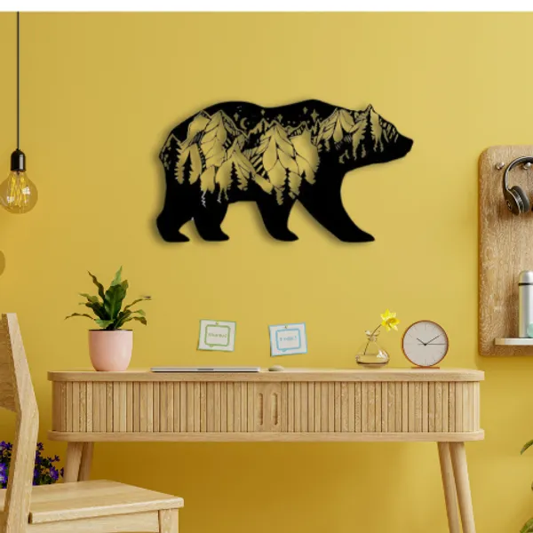 Black_3D_Look_Bear_-_Wood_Wall_Art