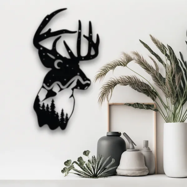 Wooden_Wall_Art_for_Home_Decoration__|_Deer_Mountain_View__|_Black