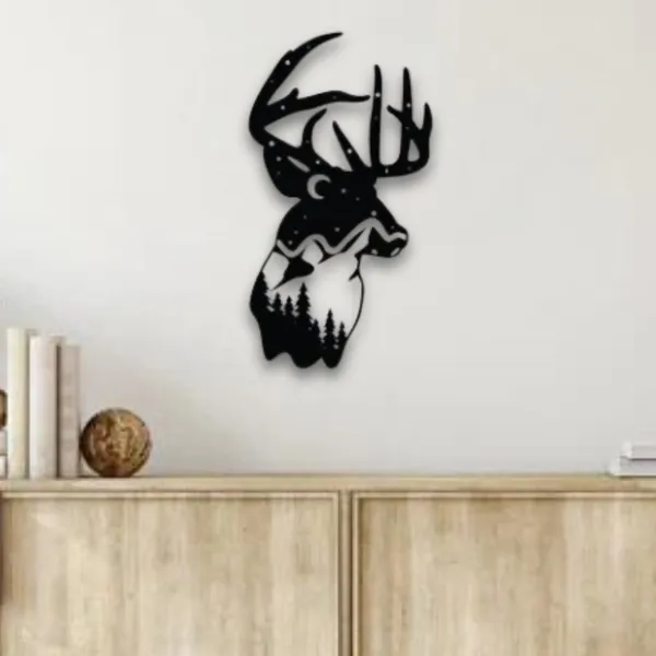 Wooden_Wall_Art_for_Home_Decoration__|_Deer_Mountain_View__|_Black