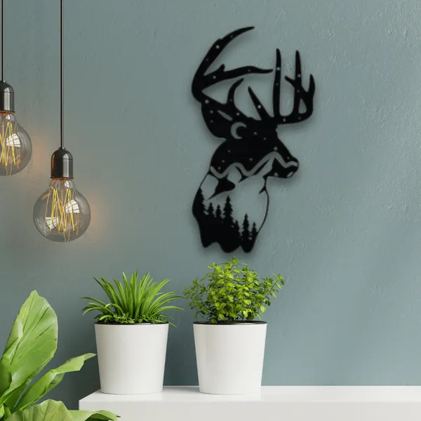 Wooden_Wall_Art_for_Home_Decoration__|_Deer_Mountain_View__|_Black