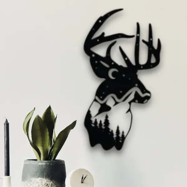 Wooden_Wall_Art_for_Home_Decoration__|_Deer_Mountain_View__|_Black