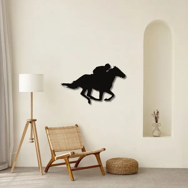 Wooden_Wall_Art_for_Home_Decoration__|Galloping_Horse_with_Jockey_|_Black