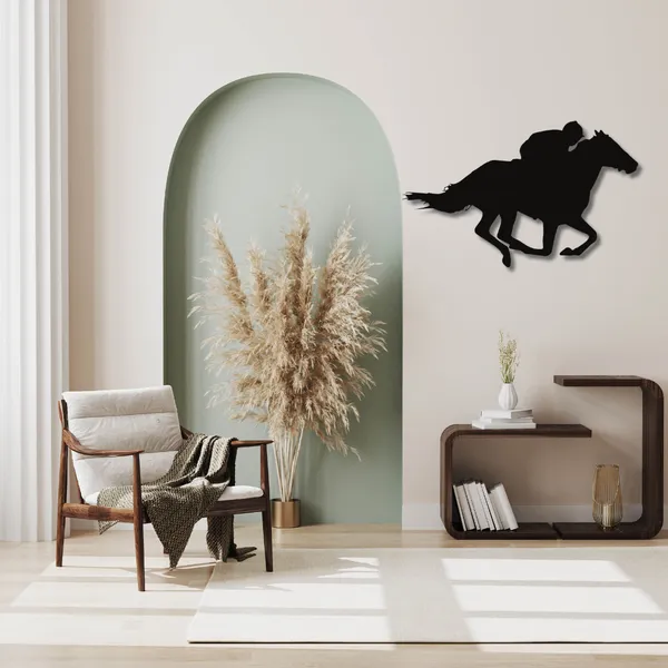 Wooden_Wall_Art_for_Home_Decoration__|Galloping_Horse_with_Jockey_|_Black