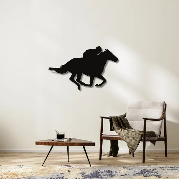 Wooden_Wall_Art_for_Home_Decoration__|Galloping_Horse_with_Jockey_|_Black