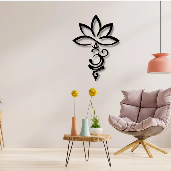 Wooden_Wall_Art_for_Home_Decoration__|Lotus_and_Om_Vertical|_Black