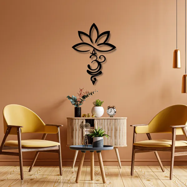 Wooden_Wall_Art_for_Home_Decoration__|Lotus_and_Om_Vertical|_Black