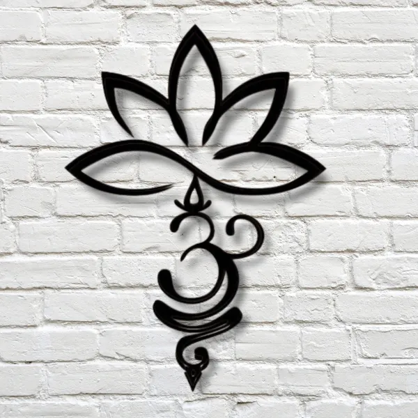 Wooden_Wall_Art_for_Home_Decoration__|Lotus_and_Om_Vertical|_Black