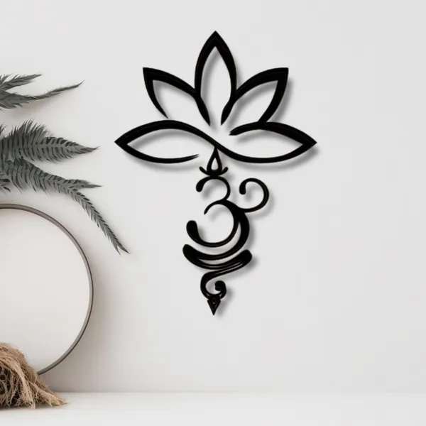 Wooden_Wall_Art_for_Home_Decoration__|Lotus_and_Om_Vertical|_Black
