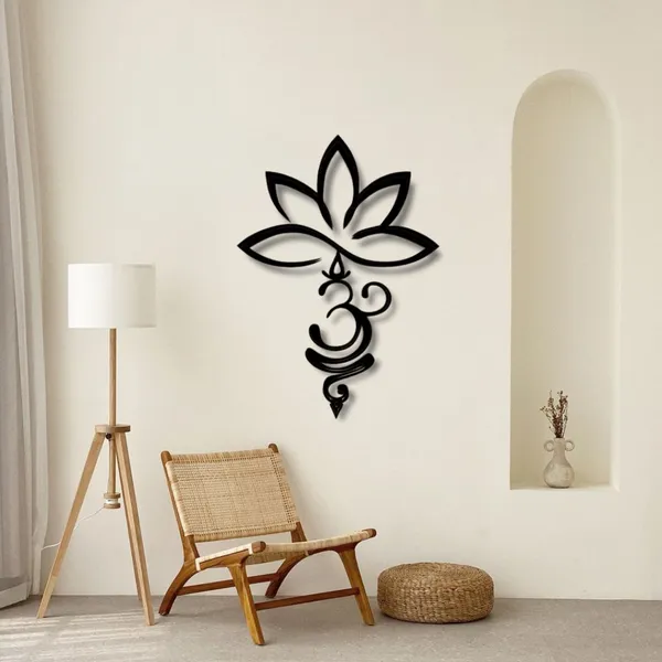 Wooden_Wall_Art_for_Home_Decoration__|Lotus_and_Om_Vertical|_Black