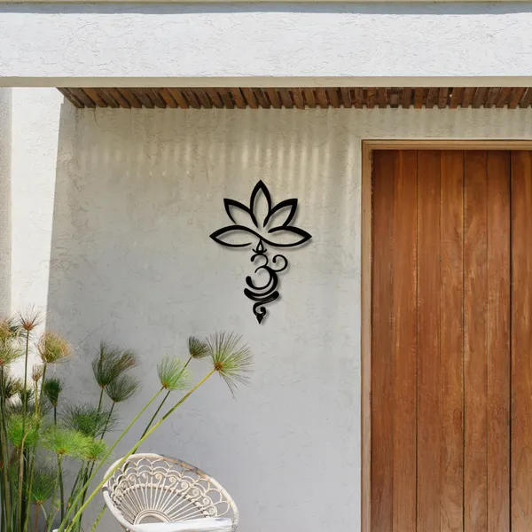 Wooden_Wall_Art_for_Home_Decoration__|Lotus_and_Om_Vertical|_Black