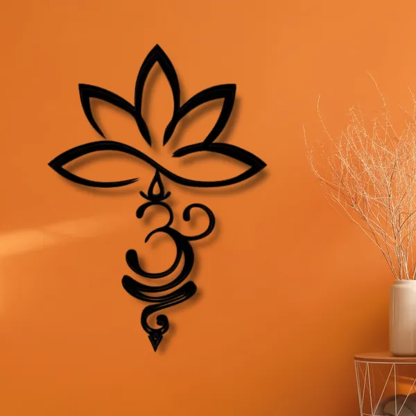 Wooden_Wall_Art_for_Home_Decoration__|Lotus_and_Om_Vertical|_Black