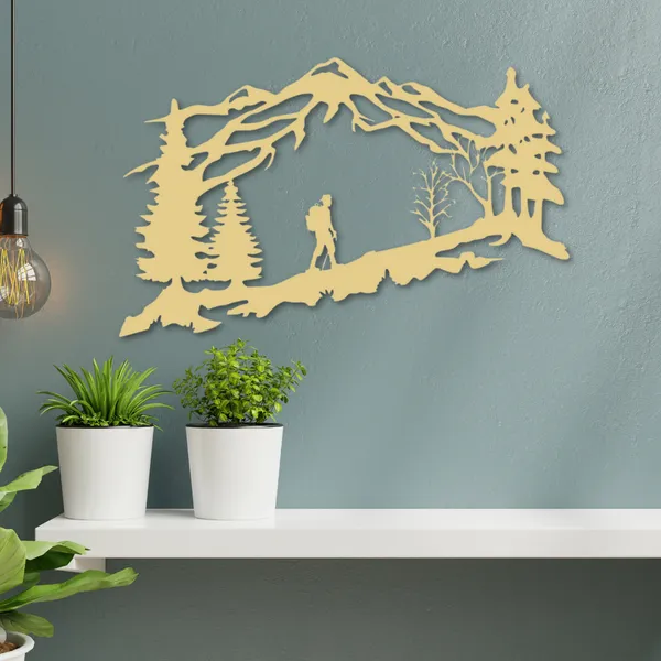 Metal_Wall_Art_for_Home_Decoration__|_Mountain_Backpacker__|_Gold