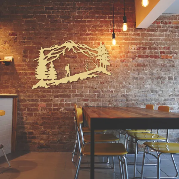 Metal_Wall_Art_for_Home_Decoration__|_Mountain_Backpacker__|_Gold