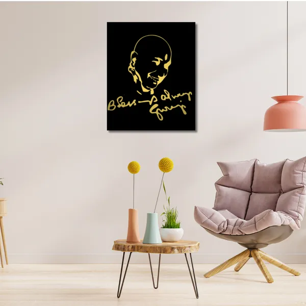Wood_Wall_Art_for_Home_Decoration__|_Jai_Guru_Ji_Blessing_Always_|Black_&_Gold