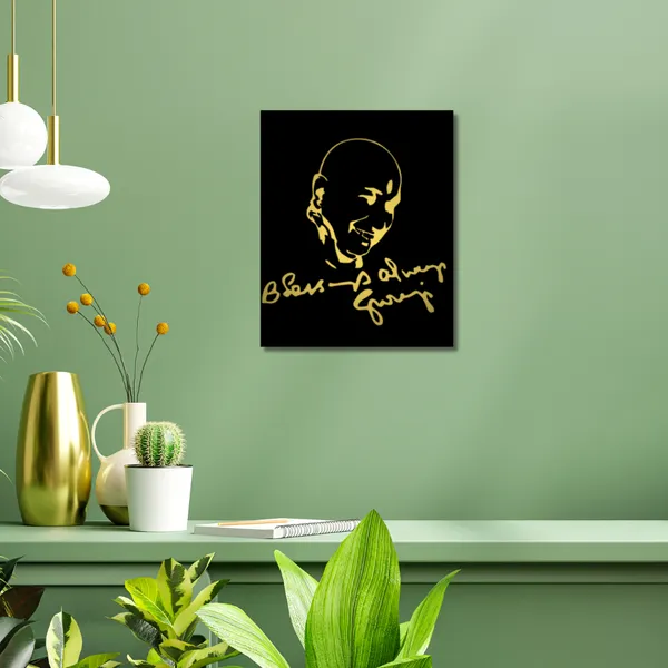 Wood_Wall_Art_for_Home_Decoration__|_Jai_Guru_Ji_Blessing_Always_|Black_&_Gold