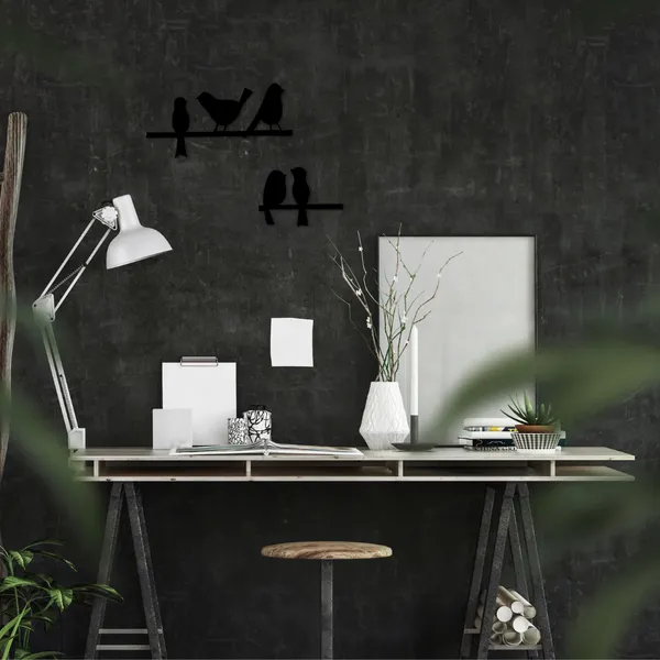 Wooden_Wall_Art_for_Home_Decoration__|Birds_on_stick_|_Black