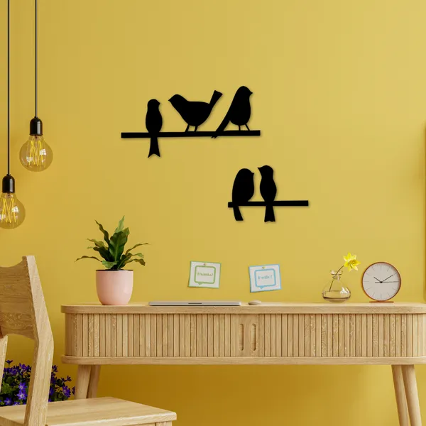 Wooden_Wall_Art_for_Home_Decoration__|Birds_on_stick_|_Black