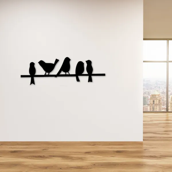 Wooden_Wall_Art_for_Home_Decoration__|Birds_on_stick_|_Black