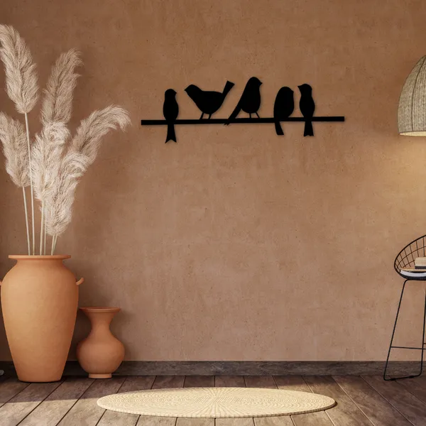 Wooden_Wall_Art_for_Home_Decoration__|Birds_on_stick_|_Black