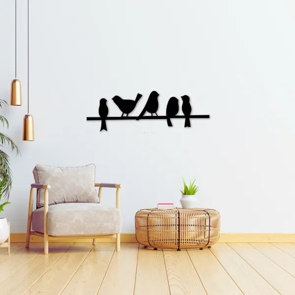 Wooden_Wall_Art_for_Home_Decoration__|Birds_on_stick_|_Black