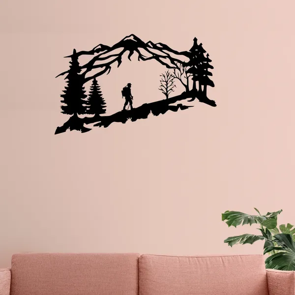 Metal_Wall_Art_for_Home_Decoration__|_Mountain_Backpacker__|_Black