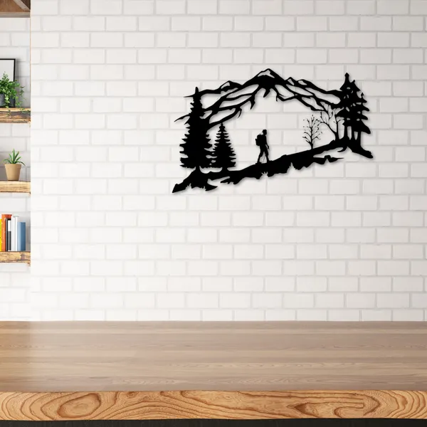 Metal_Wall_Art_for_Home_Decoration__|_Mountain_Backpacker__|_Black